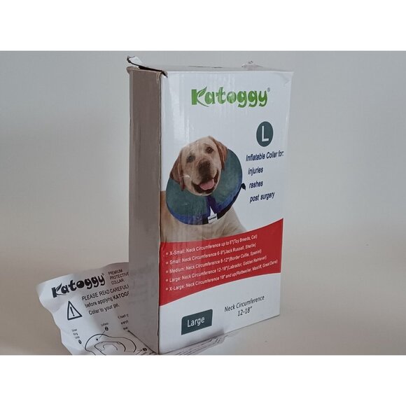 2 Katoggy Protect Inflatable Recovery Collar Blue Size Large 12 in. - 18 in. - Picture 9 of 13